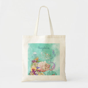 Mermaid Theme Roze Blue Cute Personal Tote Bag
