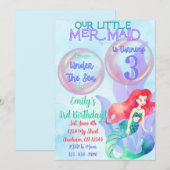 Mermaid Theme Verjaardag Uitnodiging (Voorkant / Achterkant)