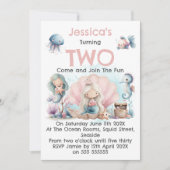 Mermaid Themed 2nd Birthday Invitation Kaart (Voorkant)