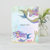Mermaid themed Birthday Bedankkaart (Staand voorkant)