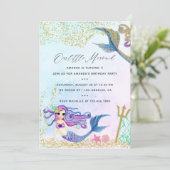 Mermaid themed Birthday Party Kaart (Staand voorkant)
