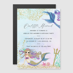 Mermaid themed Birthday Party Magnetische Uitnodiging