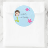 Mermaid themed Birthday Party Ronde Sticker (Tas)
