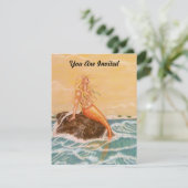 MERMAID THEMEED ARTIJ INVITATION ~ EZ OM AAN TE PA KAART (Staand voorkant)