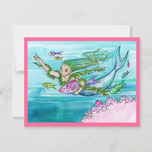 MERMAID THEMEED ARTIJ INVITATION ~ EZ OM AAN TE PA KAART (Voorkant)