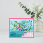 MERMAID THEMEED ARTIJ INVITATION ~ EZ OM AAN TE PA KAART (Staand voorkant)