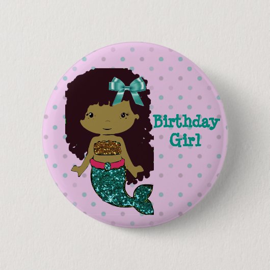 Mermaid Thete "Birthday Girl"-Button Ronde Button 5,7 Cm (Voorkant)