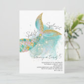 Mermaid Thmed Birthday Invitation Kaart (Staand voorkant)