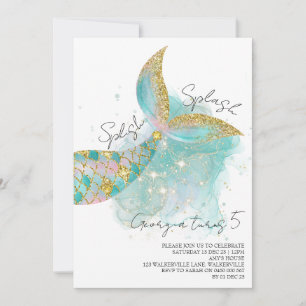 Mermaid Thmed Birthday Invitation Kaart