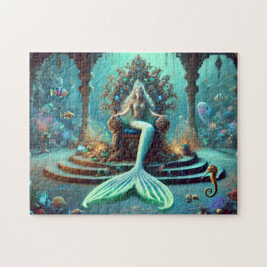 Mermaid Throne Enchanting Underwater Fantasy Legpuzzel (Horizontaal)