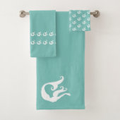 Mermaid Tidal Blauwgroen Blue en White Bad Handdoek (Insitu)