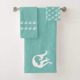 Mermaid Tidal Blauwgroen Blue en White Bad Handdoek