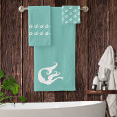 Mermaid Tidal Blauwgroen Blue en White Bad Handdoek