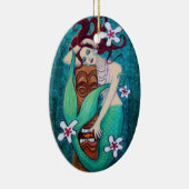 Mermaid Tiki Fantasy Art kerstversiering Keramisch Ornament (Rechts)