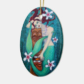 Mermaid Tiki Fantasy Art kerstversiering Keramisch Ornament (Links)