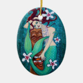Mermaid Tiki Fantasy Art kerstversiering Keramisch Ornament (Voorkant)