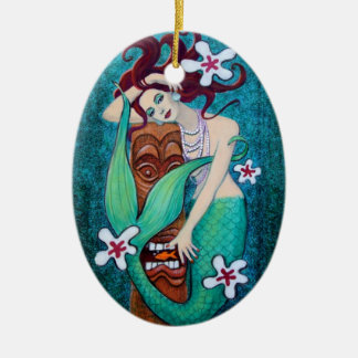 Mermaid Tiki Fantasy Art kerstversiering Keramisch Ornament