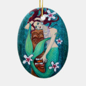 Mermaid Tiki Fantasy Art kerstversiering Keramisch Ornament (Achterkant)