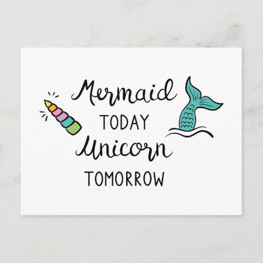 Mermaid Today Unicorn Tomorrow Briefkaart (Voorkant)