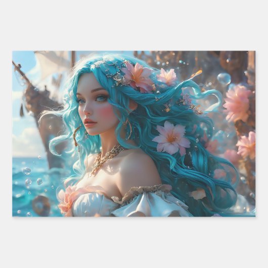 Mermaid Trio Decoupage Gift Wrap Inpakpapier Vel (Voorkant 2)