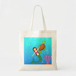 Mermaid & Turtle Friend Canvas tas