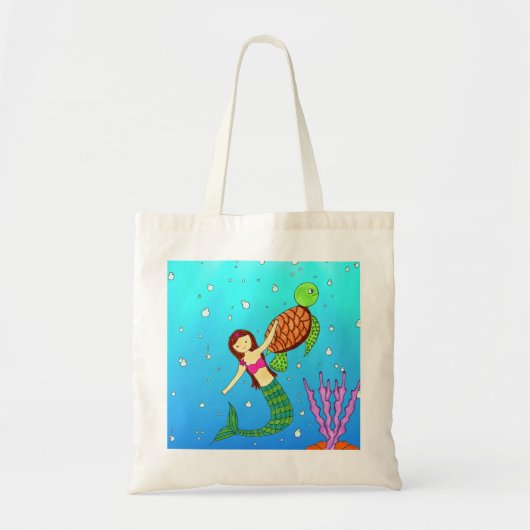 Mermaid & Turtle Friend Canvas tas (Voorkant)