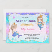 Mermaid twins baby shower-uitnodiging kaart (Voorkant)
