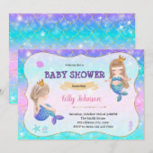 Mermaid twins baby shower-uitnodiging kaart (Voorkant / Achterkant)