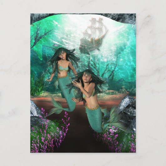 Mermaid Twins Briefkaart (Voorkant)