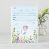 Mermaid uitnodiging invullen waterverf (Staand voorkant)