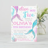 Mermaid Uitnodiging Mermaid 5e Verjaardag Uitnodig (Staand voorkant)