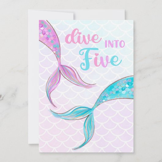 Mermaid Uitnodiging Mermaid 5e Verjaardag Uitnodig (Achterkant)