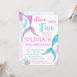 Mermaid Uitnodiging Mermaid 5e Verjaardag Uitnodig