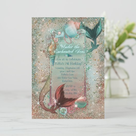 Mermaid Uitnodigingen (Staand voorkant)