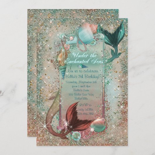 Mermaid Uitnodigingen (Voorkant / Achterkant)