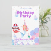 Mermaid uitnodigingskaart Sara's verjaardag Kaart (Staand voorkant)