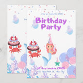 Mermaid uitnodigingskaart Sara's verjaardag Kaart (Voorkant / Achterkant)