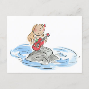 Mermaid Ukulele Briefkaart