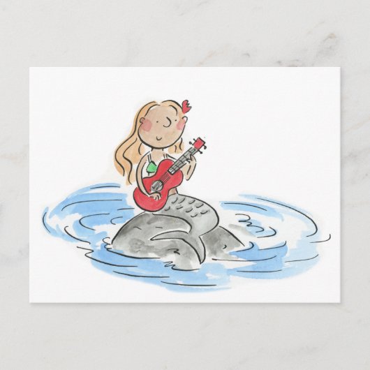 Mermaid Ukulele Briefkaart (Voorkant)