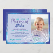 Mermaid under the Ocean Blue & Paars Photo Kaart (Voorkant / Achterkant)