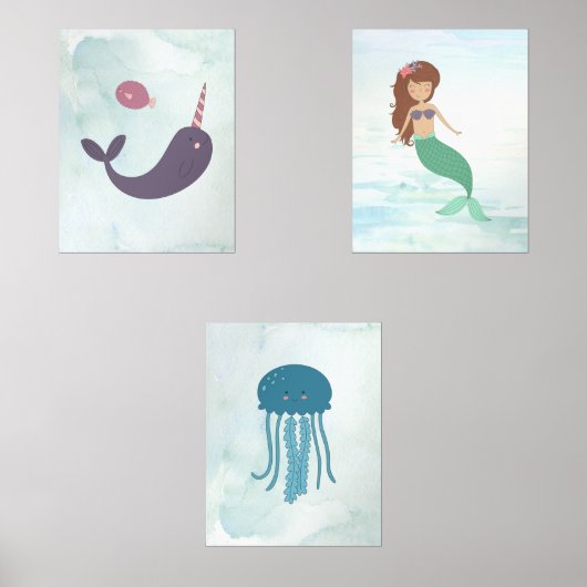 Mermaid Under The Sea 3 Print Set (Voorkant)
