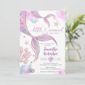 Mermaid Under The Sea Baby Shower Invitation Kaart (Staand voorkant)