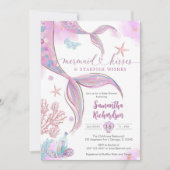 Mermaid Under The Sea Baby Shower Invitation Kaart (Voorkant)