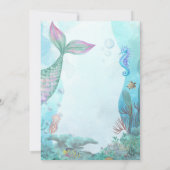 Mermaid Under The Sea Baby Shower Invitations Kaart (Achterkant)