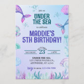 Mermaid Under the Sea Birthday Invitation Kaart (Voorkant)