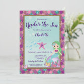 Mermaid Under The Sea Birthday Kaart (Staand voorkant)