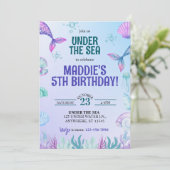 Mermaid Under the Sea Birthday Party Invitation Kaart (Staand voorkant)
