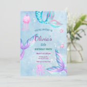 Mermaid Under The Sea Birthday Party Kaart (Staand voorkant)
