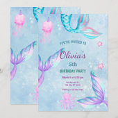 Mermaid Under The Sea Birthday Party Kaart (Voorkant / Achterkant)