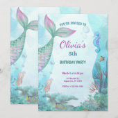 Mermaid Under The Sea Birthday Party Kaart (Voorkant / Achterkant)